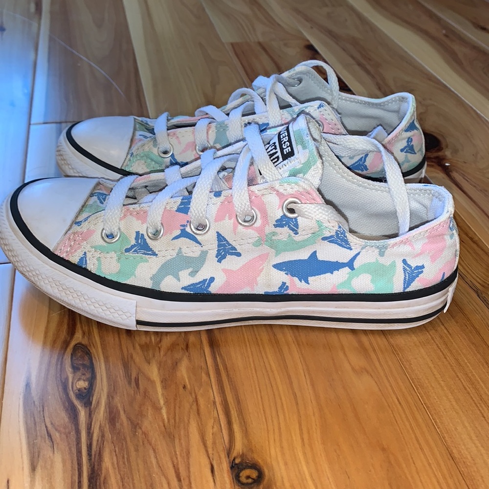 Girls size 2 Converse. White, blue, and pink.